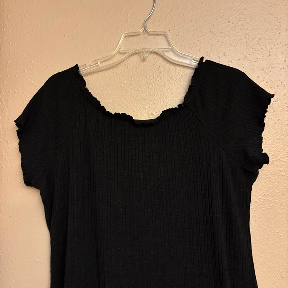 Black Ribbed Button-Front Dress - Picture 8 of 10